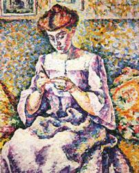 Lucie Cousturier Woman Crocheting oil painting picture